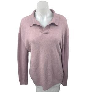 COS Women's Pink Alpaca Wool Collared Long Sleeve Sweatshirt Sweater Top Size M